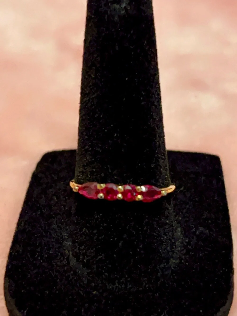 Lab Created Ruby gold tone